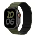 Siliconen magnetische horlogeband vervanging voor Apple Watch Ultra robuust armatuur. - Legergroen+Zwart