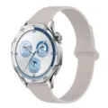 Cinturino per Orologio in Silicone Magnetico Effetto Litchi Grigio Chiaro Cassa Argento - 18mm / A stella