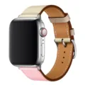 Multi-color leather watch band replacement strap with metal buckle for smart watch accessory - 10# Sakura Pink White