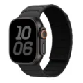 Zwarte siliconen magnetische horlogeband vervangende band compatibel met smartwatches. - Houtskool + zwart