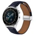 Correa de reloj de cuero azul magnética de repuesto compatible smartwatches diseño elegante - Hebilla Plateada 22MM / Azul marino
