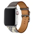 Replacement PU leather strap for Apple Watch, grey and tan single tour band with rope pattern design. - 13# Gray Mud Gray