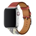 PU leather watch band for Apple Watch replacement strap stylish design comfortable wear - 14# Brick Red Mud Gray