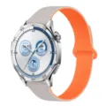 Siliconen smartwatch bandje vervanging in grijs en oranje met zilveren kast design variant - Sterrenlicht met oranje