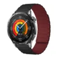 Silicone magnetic watch strap replacement compatible with smartwatches red black design - 18mm / Black and Wine Red