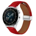Correa de reloj de cuero genuino con patron de lichi rojo y hebilla magnetica metalica chic. - Hebilla Plateada 20MM / Rojo