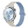 Siliconen magnetische horlogeband met litchi-textuur, stijlvol beige en blauw. - Antiek wit & mistblauw
