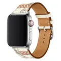 Replacement PU leather strap for Apple Watch with dollar bill print design and metal buckle. - 17# White Print