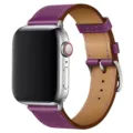 Purple leather watch strap compatible with Apple Watch, stylish and durable replacement band. - 20# Purple Lotus