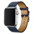 Blue leather watch band variant, single loop replacement strap compatible with Apple Watch. - 21# Deep Navy Blue