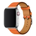 Orange leather watch band compatible with Apple Watch Ultra SE series stylish replacement strap. - Classic Orange