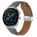 Correa de reloj de cuero con patrón lichi y cierre magnético de metal gris marrón elegante - Hebilla Plateada 20MM / Gris claro