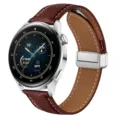 Correa de reloj de cuero marrón con cierre magnético metálico, compatible smartwatches. - Hebilla Plateada 20MM / Marrón Oscuro