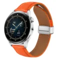 Correa de reloj de cuero naranja con hebilla magnética de metal, compatible. - Hebilla Plateada 20MM / Naranja