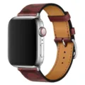 Replacement leather strap for Apple Watch Ultra SE series, stylish topographic pattern band. - 27# Classic Red Black