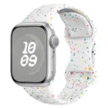 Silicone watch band compatible with Apple Watch, colorful splatter pattern, breathable holes. - 42/44/45/46/49mm (Universal) / White