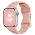 Bracelet de sport en silicone rose pour montre connectée avec pois colorés et trous respirants. - Sable Rose