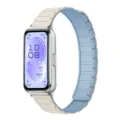 Correa de repuesto magnetica de silicona para reloj inteligente, moderno diseño bicolor. - Blanco antiguo y azul niebla