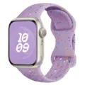 Bracelet de montre en silicone pour Apple Watch, motif confettis colores, trous respirants. - Mauve Clair
