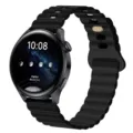 Correa magnética de silicona para reloj inteligente con diseño ondulado y cierre seguro. - Negro