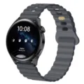 Correa de silicona para reloj inteligente con cierre magnético, diseño ondulado transpirable. - Gris