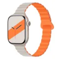 Silikon Magnet Armband Ersatz kompatibel mit Apple Watch Ultra Serie, orange und beige Farbe. - 38/40/41/10-12 Gen 42MM Universal / Sternenlicht & Orange