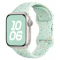 Mint green confetti silicone watch band for Apple Watch compatible smartwatch strap - Butterfly Clasp Perforated Color Confetti