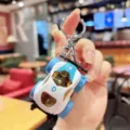 Cute mini alloy car keychain cartoon bag pendant stylish portable metal keyring charm - White