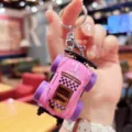 Pink off-road car keychain alloy toy mini vehicle model cute bag pendant key ring gift - Purple