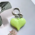 Sweet candy color heart keychain cute alloy bag pendant car keyring fashion accessory - Green