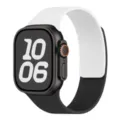 Silicone watch band detail view, dual-tone texture design, flexible magnetic strap. - 38/40/41/42mm Universal / White and Black