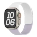 Contrast color lychee texture magnetic silicone watch band compatible with smart watch. - 38/40/41/42mm Universal / White & Luminous Purple