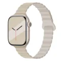 Silikon Magnet Uhrenarmband Ersatz für Apple Watch Ultra SE Serie Beige Wellen Armband - 38/40/41/10-12 Gen 42MM Universal / Antikweiß mit Sternenlicht