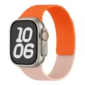 Litchi pattern magnetic silicone watch band, dual-color strap detail view, compatible style. - 38/40/41/42mm Universal / Orange & Pink Sand