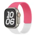 Silicone watch strap detail view, dual-color lychee pattern design, soft magnetic closure. - 38/40/41/42mm Universal / Orange Pink & White