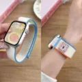 Nylon loop watch band compatible with Apple Watch, featuring cute woven patch and hook-and-loop. - 44/45/46/49MM Universal / Milky White (Cake)