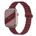 Silikon Magnet Uhrenarmband Ersatz kompatibel mit Smartwatch, Wellen-Design, Weinrot. - 38/40/41/10-12 Gen 42MM Universal / Burgunderrot