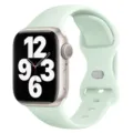 Mint green silicone watch band replacement strap for Apple Watch Series 1-12 Ultra SE. - Butterfly Clasp Silicone