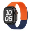 Dual-color lychee pattern soft magnetic silicone watch strap compatible for Apple Watch Ultra - 38/40/41/42mm Universal / Orange & Midnight Blue