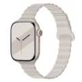 Silikon Magnet Uhrenarmband kompatibel mit Apple Watch, gewelltes Design in elegantem Beigeton. - 38/40/41/10-12 Gen 42MM Universal / Sternenlicht