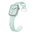 Mint green silicone hollow watch band compatible with Apple Watch series, stylish and breathable. - Textured Leopard Silicone