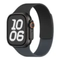Silicone magnetic watch band replacement for Apple Watch Ultra, dark gray litchi pattern. - 38/40/41/42mm Universal / Black & Starry Gray