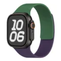 Color-contrast litchi pattern silicone magnetic watch band replacement strap for Apple Watch Ultra. - 38/40/41/42mm Universal / Alfalfa & New Plum