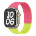 Pink and yellow magnetic silicone watch band compatible with smart watch, textured design. - 38/40/41/42mm Universal / Orange Pink & Fluorescent Green