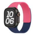 Two-tone magnetic silicone watch band compatible with Apple Watch Ultra, stylish lychee texture. - 38/40/41/42mm Universal / Orange Pink & Midnight Blue