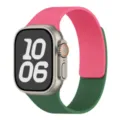 Silicone Watch Band Compatible with Apple Watch Pink Green Two-Tone Lychee Pattern Magnetic Strap - 38/40/41/42mm Universal / Orange Pink & Alfalfa