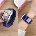 Purple nylon loop watch band with cute cake rabbit patch, soft velcro strap for smartwatch. - 44/45/46/49MM Universal / Haze Purple (Cake)