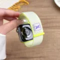 Nylon Loop Strap Compatible with Apple Watch Neon Yellow Bow Woven Label Replacement Band - 44/45/46/49MM Universal / Neon Yellow (Bow)