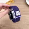 Purple nylon velcro loop replacement watch strap for Apple Watch with cute bow woven label. - 44/45/46/49MM Universal / Haze Purple (Bow)