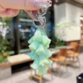 Iridescent lily of the valley keychain, glossy green bell flower bag charm and accessory. - Green